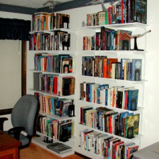 Some of the 33 bookshelves that once lined my study